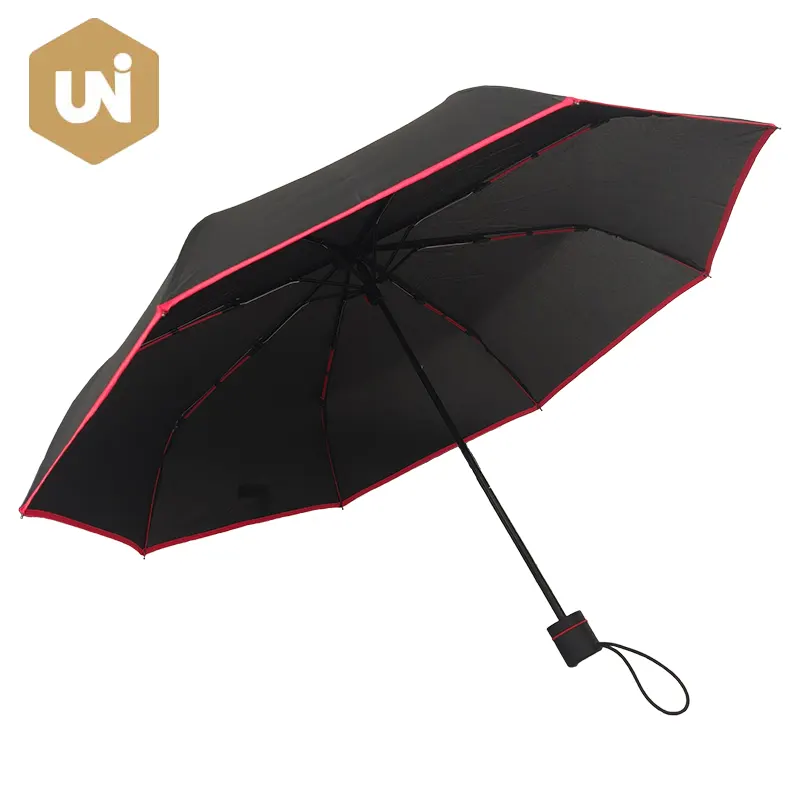 Umbrelă deschisă manuală cu bandă reflectorizantă roșie
